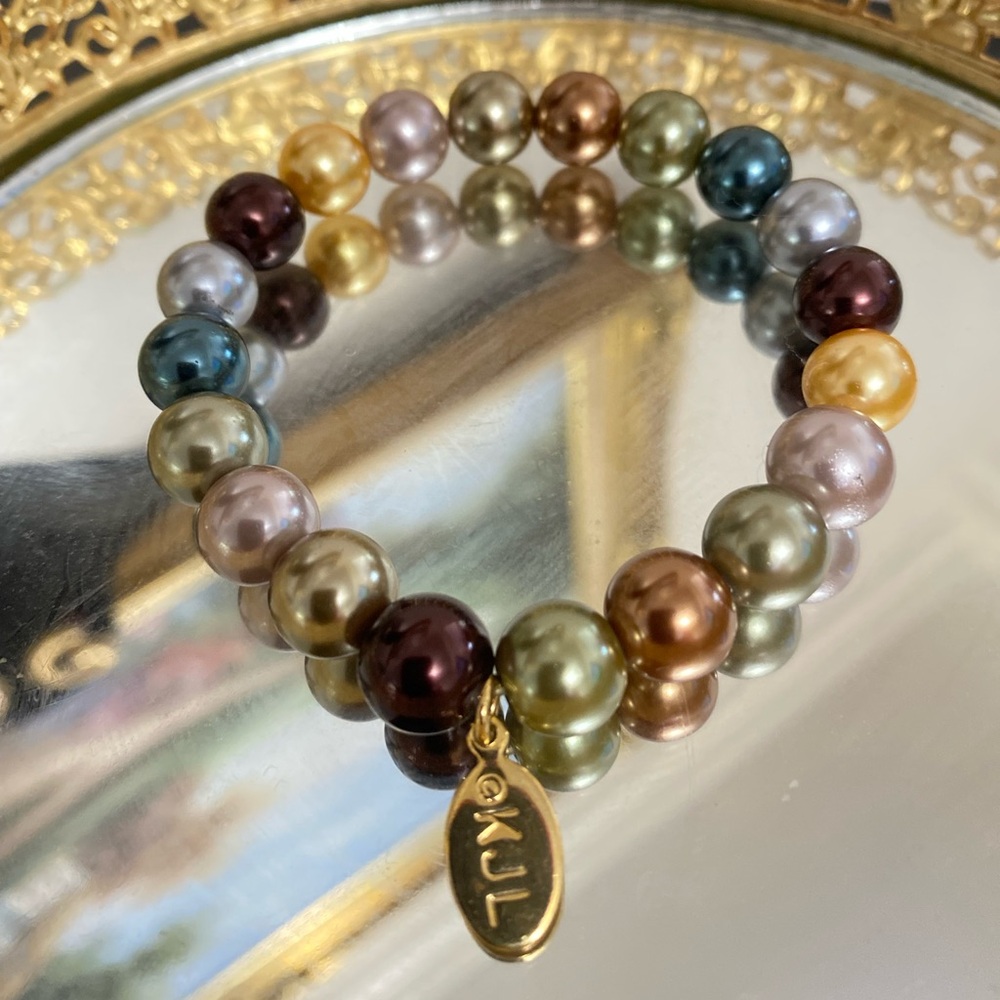 KJL Multicolor Pearl Stretch Bracelet